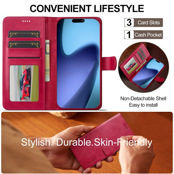 LC.IMEEKE iPhone Air Plånboksfodral Konstläder - Rosa