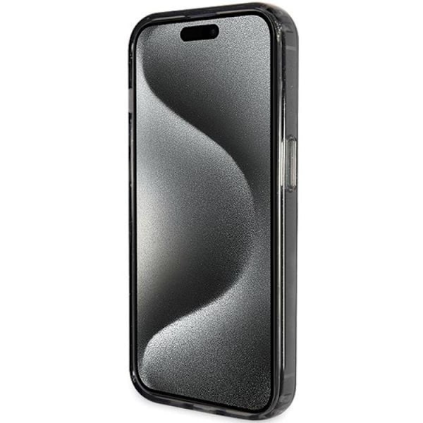 Guess iPhone 15 Pro Mobilskal Magsafe Ringställ Script Glitter Svart