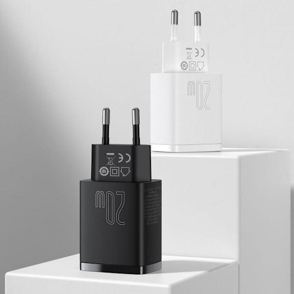 BASEUS - 2-Port Network Charger 20W - Svart Svart