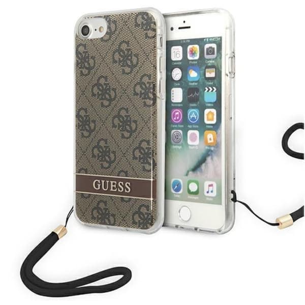 Guess iPhone 7/8/SE (2020/2022) Cover 4G Print Strap - Brun Brun