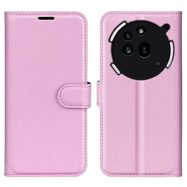 Nothing Phone (3a) Pro Konstläder Plånboksfodral Litchi Texture - Rosa Rosa