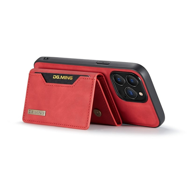 DG.MING iPhone 16 Pro Konstläder Plånboksfodral PU+PC+TPU Röd
