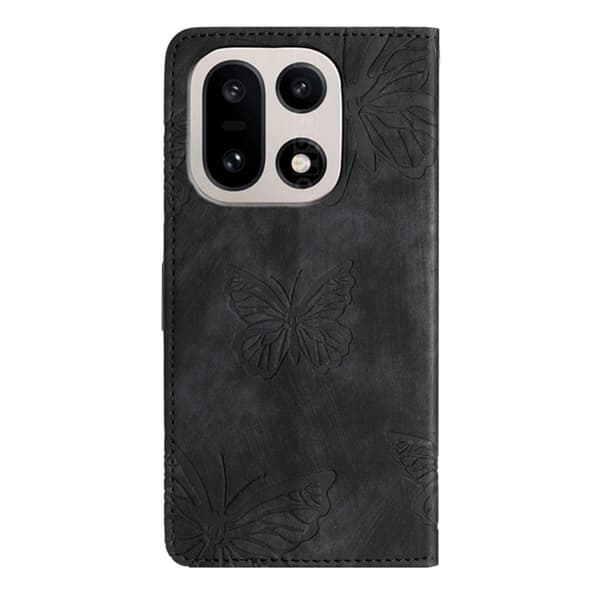 OnePlus 15 5G Konstläder Plånboksfodral Butterfly Skin-Touch Svart