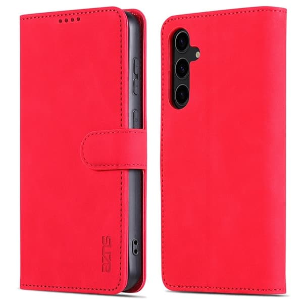 AZNS Samsung Galaxy S24 FE Plånboksfodral Konstläder - Röd