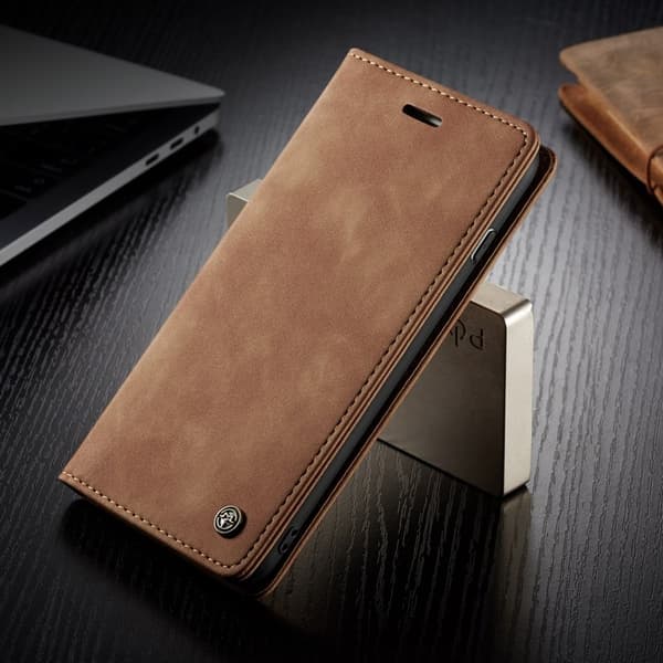 CASEME 013 Series Plånboksfodral i Konstläder för iPhone 6s - Khaki