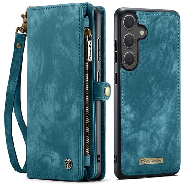 CASEME Galaxy S25 FE Konstläder Plånboksfodral Detachable 008 - Blå Blå