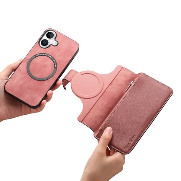 CASENEO MW-02 iPhone 17 Plånboksfodral Detachable Konstläder - Rosa Rosa