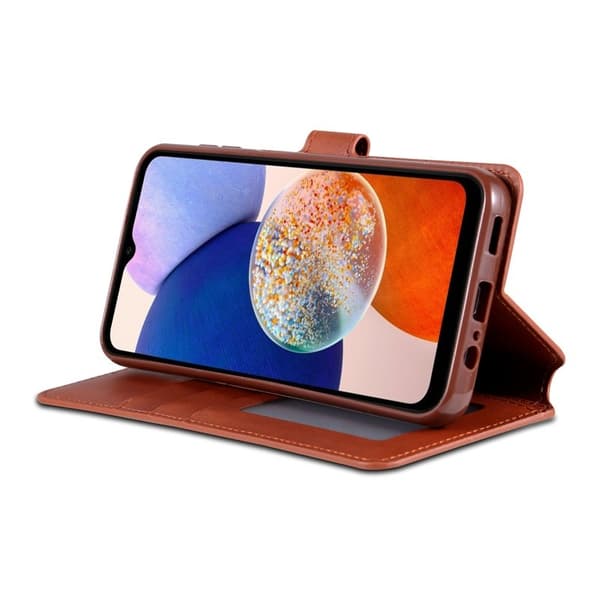 AZNS Samsung Galaxy A14 5G Plånboksfodral Konstläder - Brun