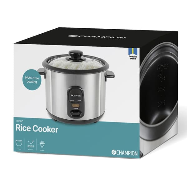 Champion Riskomfur Keramisk 1.5L 500W RK500 Rustfri Silver