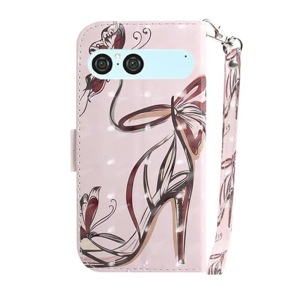 Sony Xperia 10 VII Konstläder Plånboksfodral med Handledsrem - Butterfly Rosa