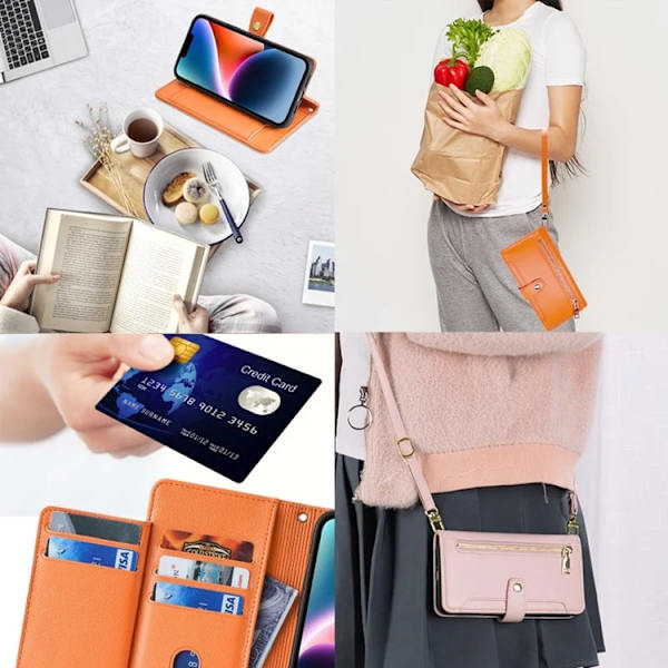 Galaxy A34 5G Konstläder Plånboksfodral Scratch-Proof - Orange Orange