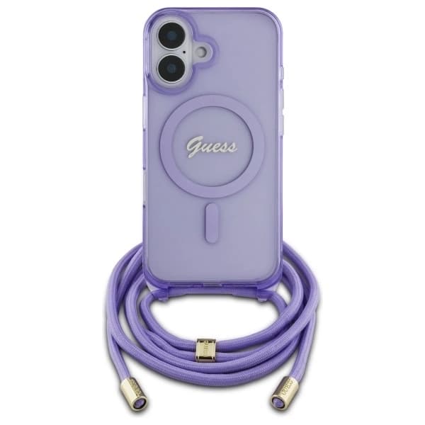 Guess Mobilskal till iPhone 16 MagSafe Crossbody Cord Script - Lila Lila
