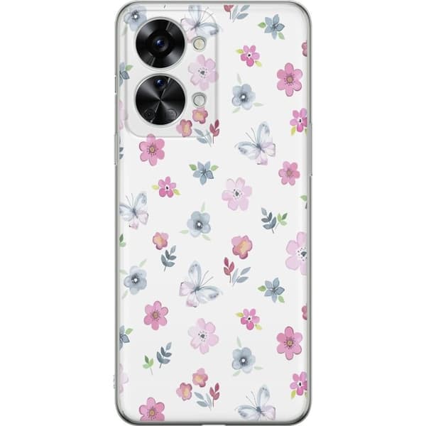 Taske til OnePlus Nord 2T med blomster og sommerfugle