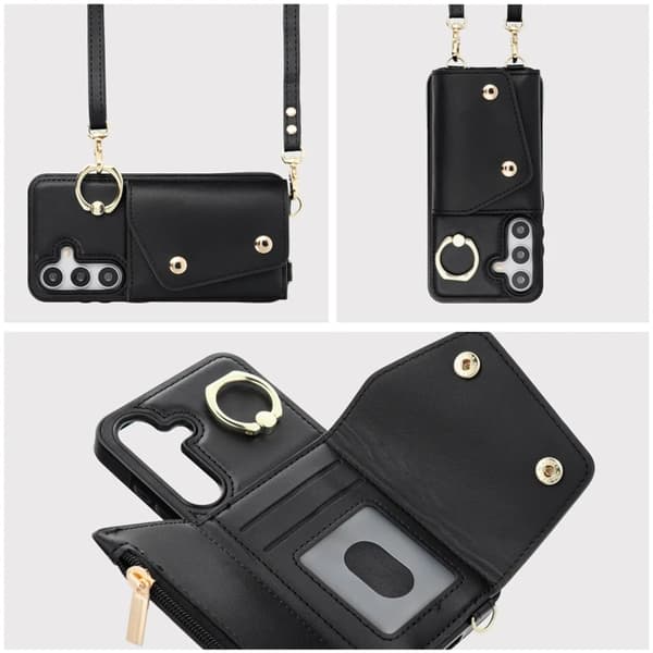 Telefontaske til Galaxy S25 Edge Wonder Kortholder - Sort Svart