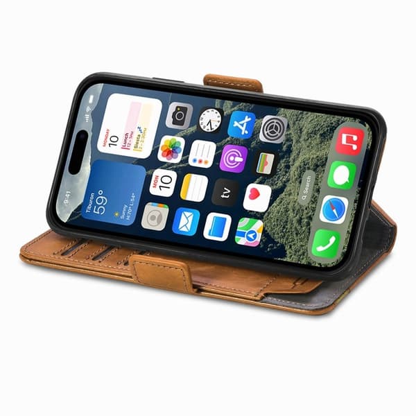 CASENEO Mobilskal till iPhone 16e KonstLäder med RFID-Skydd - Khaki
