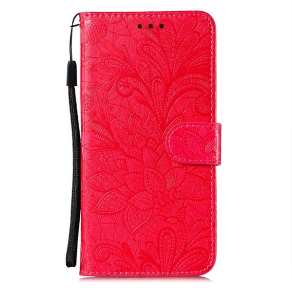 Samsung Galaxy S26 Plus Plånboksfodral Blommor Konstläder Flip - Röd