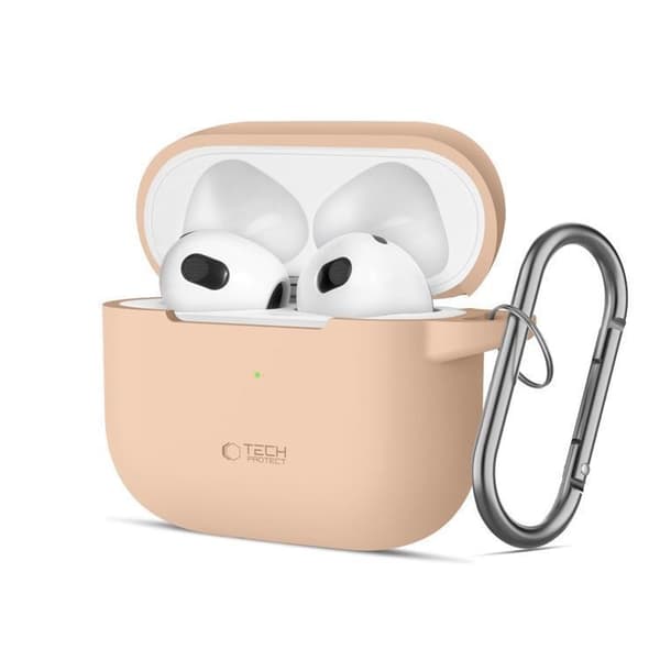 Tech-Protect Apple Airpods 3 Skal Silikon Hook - Cafe Latte Beige