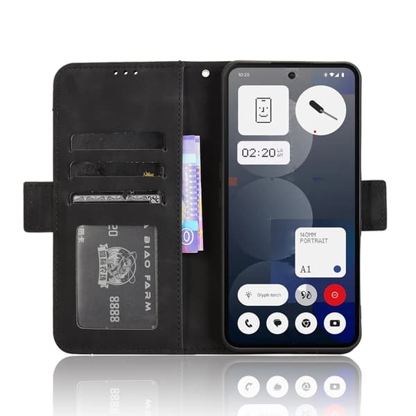 Nothing Phone (3a) Pro Plånboksfodral Läder - Svart Svart