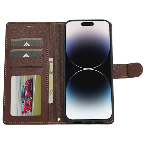 LC.IMEEKE L2 Series iPhone 14 Pro Max Plånboksfodral Konstläder - Brun