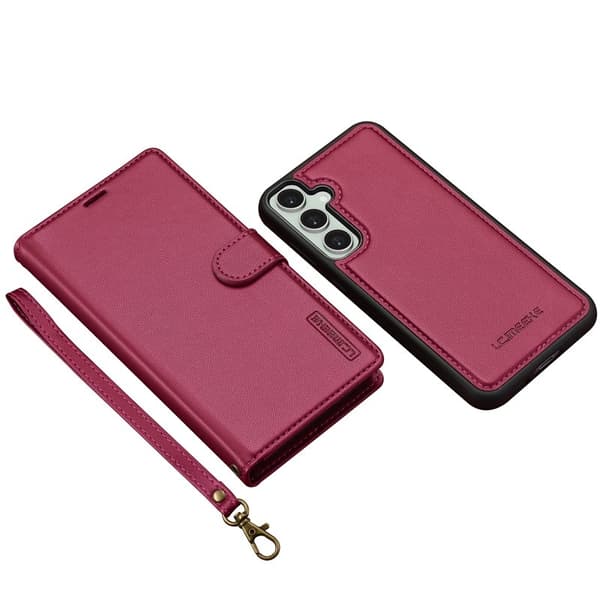 LC.IMEEKE L2 Series Samsung Galaxy A35 Plånboksfodral Konstläder - Röd