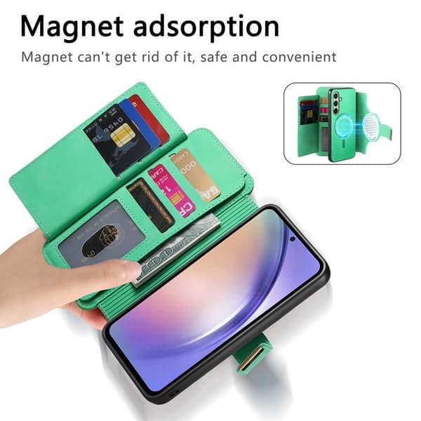 Samsung Galaxy A55 5G Plånboksfodral Konstläder Magnetisk - Grön