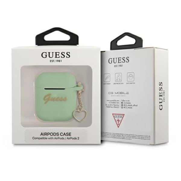 Guess AirPods Skal Silicone Charm Heart Collection - Grön
