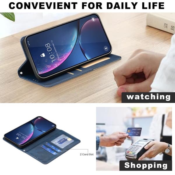 Samsung Galaxy S26 Plus Skal Geometrisk Prägling Äkta Läder - Blå