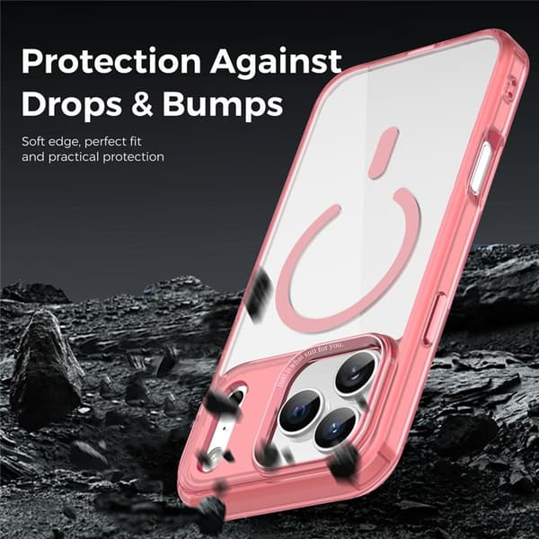 Mobilskal till iPhone 17 Pro MagSafe Transparent TPU+PC - Rosa Rosa