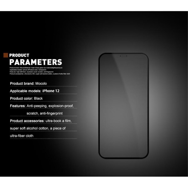 MOCOLO Privacy hærdet glas skærmbeskytter iPhone 13 Pro Max - Sort Black