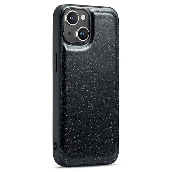 DG.MING Mobilskal till iPhone 14 Plus Glitter Läder+PC+TPU Svart