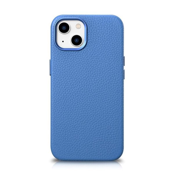 iCarer iPhone 14 Case Magsafe aito nahka Litchi Premium - vaaleansininen