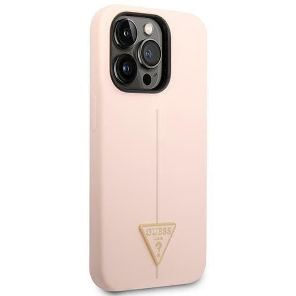 GUESS iPhone 14 Pro Max Cover Silicone Triangle - Rosa Rosa