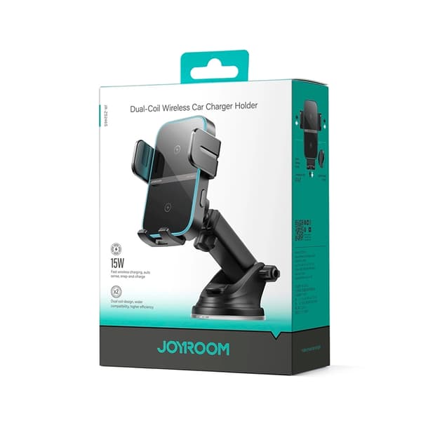 Joyroom bilholder med trådløs opladning til instrumentbræt - sort Black