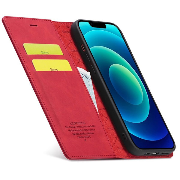 LC.IMEEKE iPhone 15 Plånboksfodral KonstläderStäll - Röd