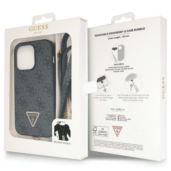 Guess iPhone 13 Pro Mobilskal Crossbody 4G Metal Logo - Sort Black