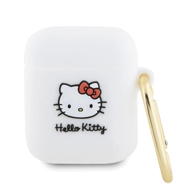 Hello Kitty AirPods 1/2 Shell Silicone 3D Kitty Head - valkoinen