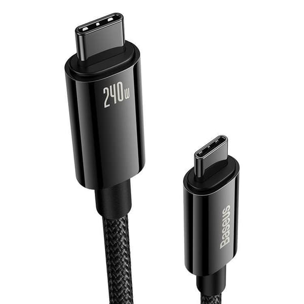 Baseus USB-C till USB-C-kabel 480Mb/s 240W 2m Tungsten Guld - Sv Black