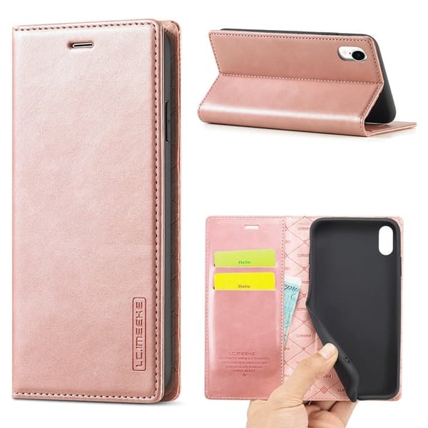 LC.IMEEKE Mobilskal till iPhone XR i TPU och KonstLäder - Roséguld