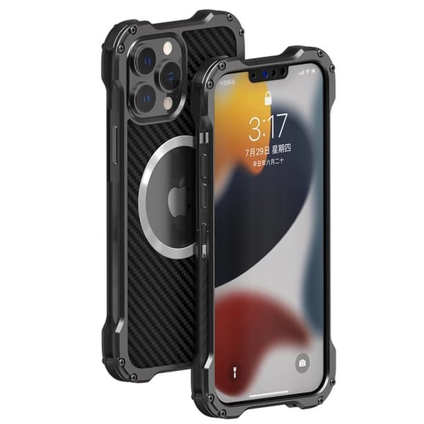 R-JUST Mobilskal till iPhone 13 Pro Max i Kolfiber och Aluminium - Grå