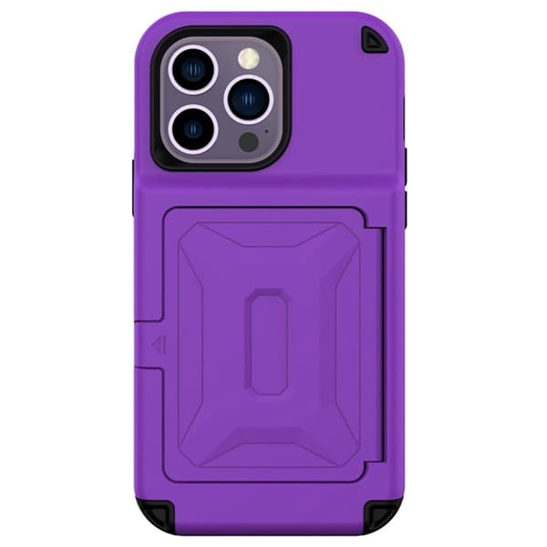 iPhone 14 Pro -kuori korttitaskulla Mirror Kickstand - Violetti Lila