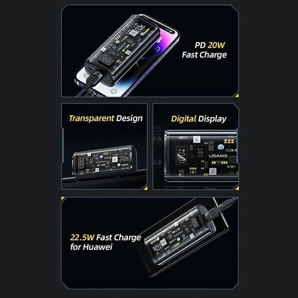 USAMS Powerbank 9000mAh 20W PD QC 3.0 - Vit Vit