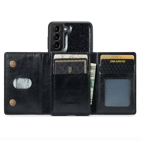 DG.MING M3 Series Samsung Galaxy S24 Konstläder Plånboksfodral Svart