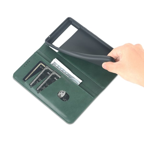 AZNS Smooth Design Plånboksfodral för Google Pixel 6 Pro - Konstläder - Grön