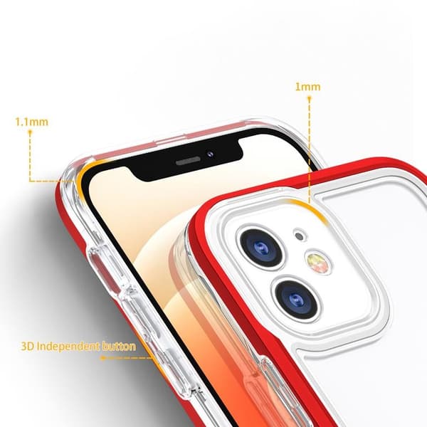 iPhone 12 Skal Clear 3in1 - Röd Röd