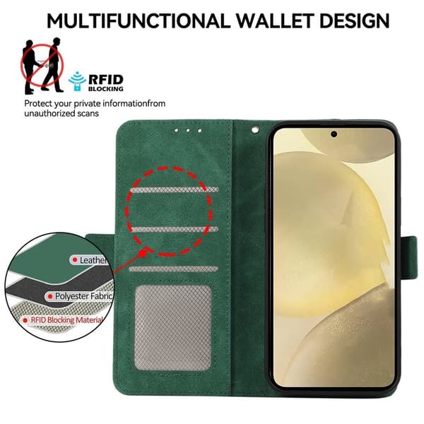 ABEEL Anti-drop Cover Samsung Galaxy S23 Konstläder Plånboksfodral Grön