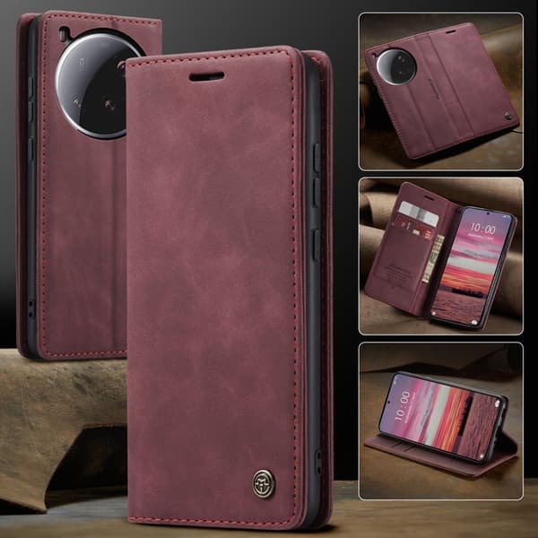 CASEME 013 Xiaomi 15 Ultra Case Plånboksfodral Konstläder Röd