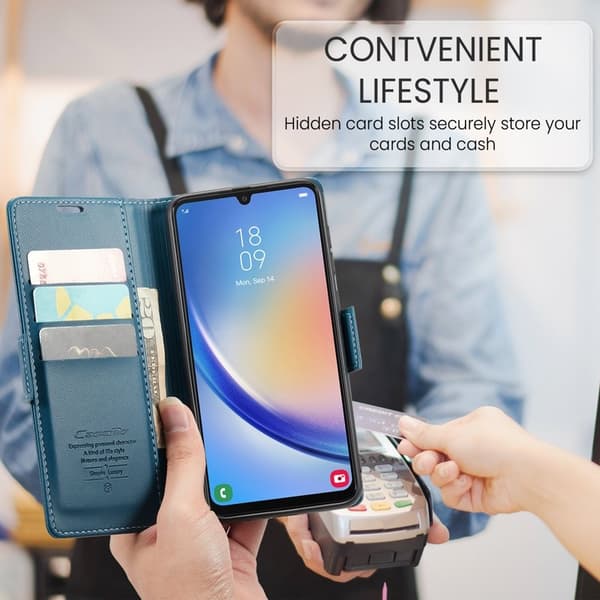 CASEME Plånboksfodral Konstläder för Samsung Galaxy A34 5G - Blå