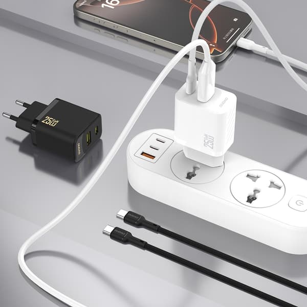 Dudao Snabbladdare USB-C USB-A PD 25W GaN med USB-C Kabel A26TCEU - Vit Vit