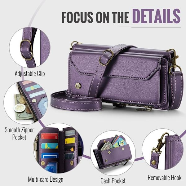 CASEME Plånboksfodral Konstläder för iPhone 6 Plus/7 Plus/8 Plus - Lila
