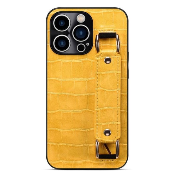 iPhone 14 Pro Cover Kortholder Crocodile - Gul